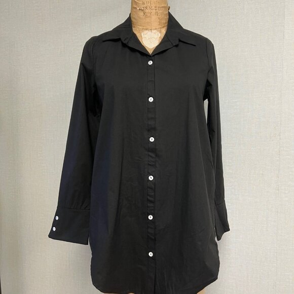 NWOT Deadstock 2000s Button Up Collared Open Back Twist Dress Shirt - Picture 2 of 4